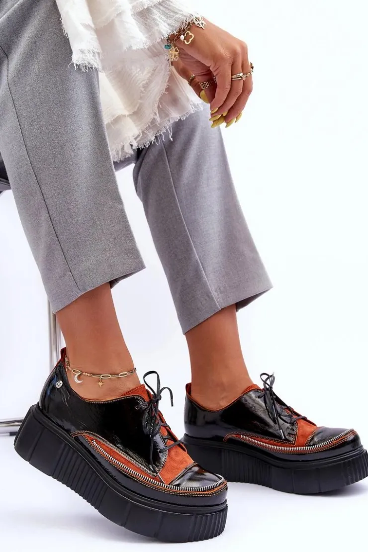 Maciejka Półbuty Skórzane*Skórzane Damskie Półbuty 50740-18 Czarne