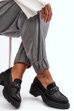 Boto Mokasyny Damskie Lakierowane*Skórzane Damskie Półbuty Na Niskim Obcasie Czarne Blimma