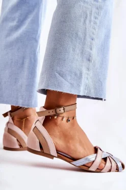 Clearance Maciejka Skórzane Damskie Sandały 01924-15 Różowe