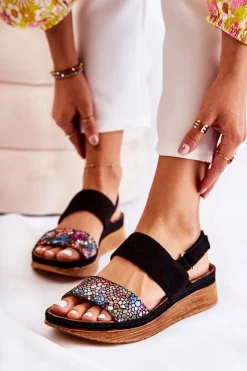 Maciejka Skórzane Damskie Sandały 04142-20 Czarne