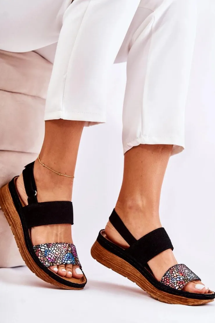 Maciejka Skórzane Damskie Sandały 04142-20 Czarne