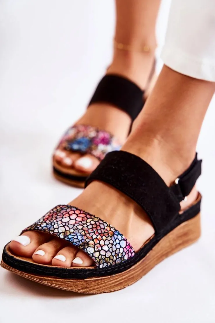 Maciejka Skórzane Damskie Sandały 04142-20 Czarne