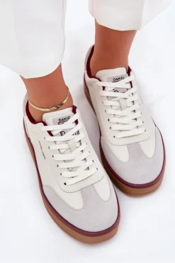 Damskie Daniel Lopez Just Dare Skórzane Damskie Sneakersy SS2D4008 Biało-Szare