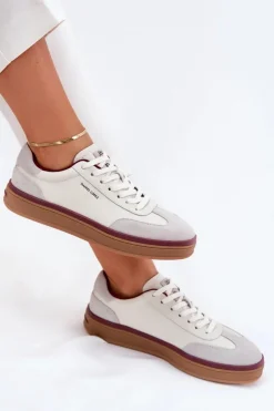 Damskie Daniel Lopez Just Dare Skórzane Damskie Sneakersy SS2D4008 Biało-Szare