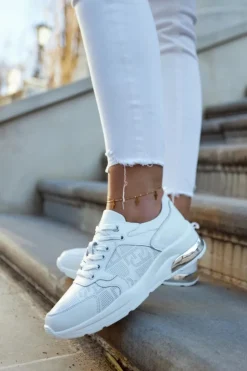 Best Damskie buty S.Barski Skórzane Damskie Sneakersy Na Koturnie Białe Phiness