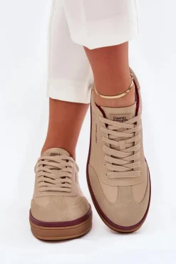 Damskie Daniel Lopez Just Dare Skórzane Damskie Sneakersy SS2D4007 Beżowe