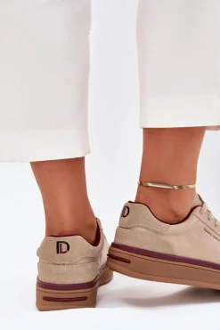 Damskie Daniel Lopez Just Dare Skórzane Damskie Sneakersy SS2D4007 Beżowe