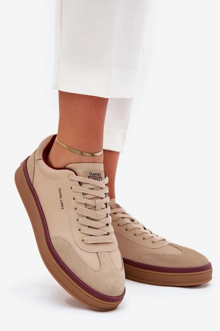 Damskie Daniel Lopez Just Dare Skórzane Damskie Sneakersy SS2D4007 Beżowe