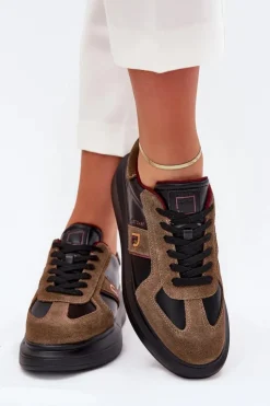 Damskie Daniel Lopez Just Dare Skórzane Damskie Sneakersy Na Platformie SS2D4001 Czarne