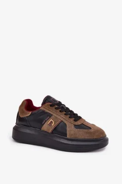 Damskie Daniel Lopez Just Dare Skórzane Damskie Sneakersy Na Platformie SS2D4001 Czarne