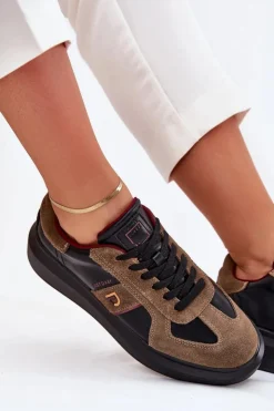 Damskie Daniel Lopez Just Dare Skórzane Damskie Sneakersy Na Platformie SS2D4001 Czarne