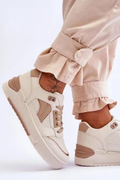 Boto Sneakersy Damskie*Skórzane Damskie Sportowe Buty Beżowe Nancey