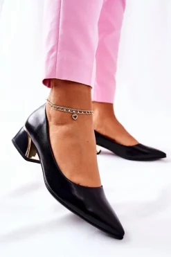 Damskie Damskie buty S.Barski Skórzane Eleganckie Czółenka Czarne Samira