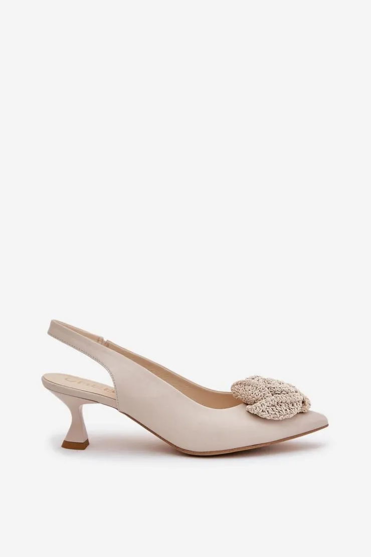 Best CheBello Skórzane Eleganckie Czółenka Na Szpilce 4666 Beżowe Beżowy