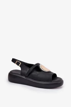 Damskie Damskie buty S.Barski Skórzane Eleganckie Sandały Damskie S.Barski GR51-603 Czarne