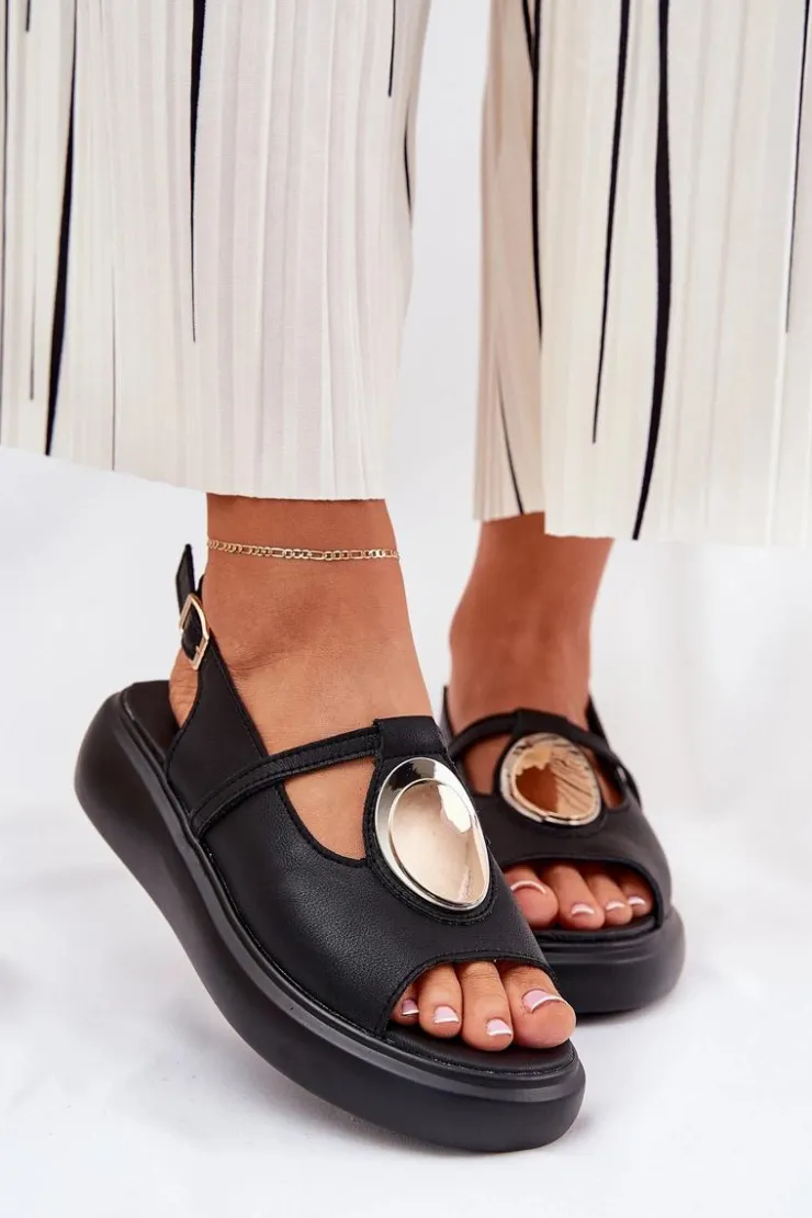 Damskie Damskie buty S.Barski Skórzane Eleganckie Sandały Damskie S.Barski GR51-603 Czarne