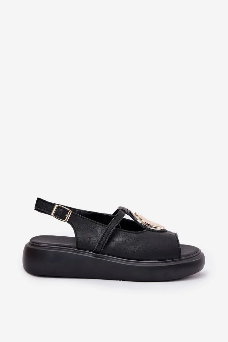 Damskie Damskie buty S.Barski Skórzane Eleganckie Sandały Damskie S.Barski GR51-603 Czarne