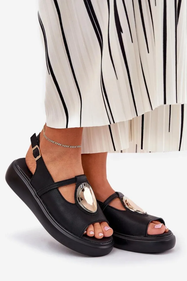 Damskie Damskie buty S.Barski Skórzane Eleganckie Sandały Damskie S.Barski GR51-603 Czarne