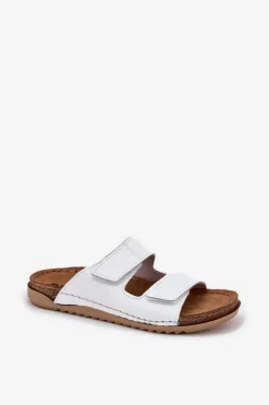 Damskie INBLU Skórzane Klapki Damskie AA0005GU Białe