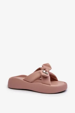 Online GOE Skórzane Klapki Damskie Na Platformie Różowe NN2N4109