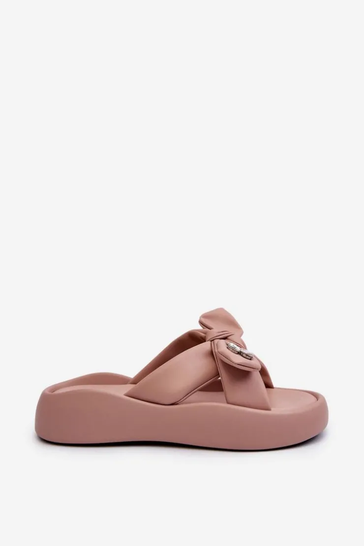 Online GOE Skórzane Klapki Damskie Na Platformie Różowe NN2N4109