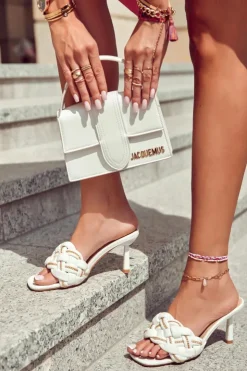 Damskie Boto Skórzane Klapki Damskie Plecione Białe Sulea