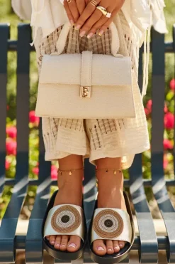 Damskie Damskie buty S.Barski Skórzane Klapki Damskie Z Ozdobą S.Barski KV27-019 Złote