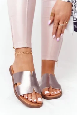 Clearance Buty Sergio Leone Skórzane Klapki Sergio Leone SK 063 Srebrne