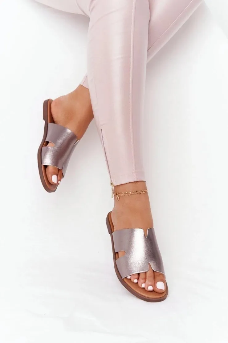 Clearance Buty Sergio Leone Skórzane Klapki Sergio Leone SK 063 Srebrne