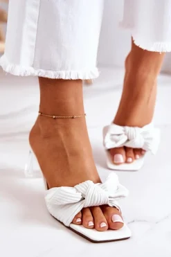 Online Boto Skórzane Klapki Z Kokardą Białe Rosalee