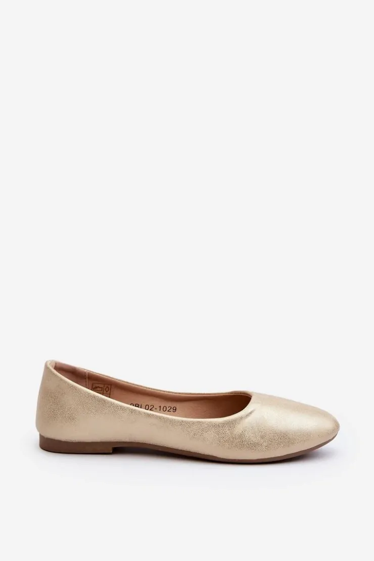 Evento Skórzane Klasyczne Baleriny Złote Stacee Złoty