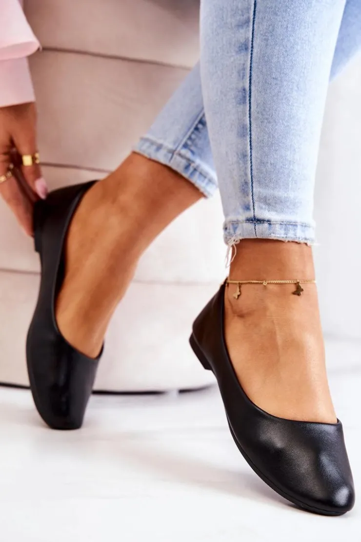 Discount Evento Skórzane Klasyczne Baleriny Czarne Stacee Czarny