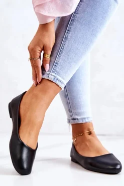 Discount Evento Skórzane Klasyczne Baleriny Czarne Stacee Czarny