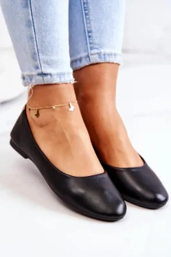 Discount Evento Skórzane Klasyczne Baleriny Czarne Stacee Czarny
