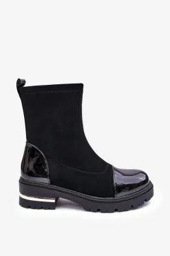 Boto Czarne Botki|Botki Płaskie*Skórzane Klasyczne Botki Na Płaskim Obcasie Czarne Shendete Czarny