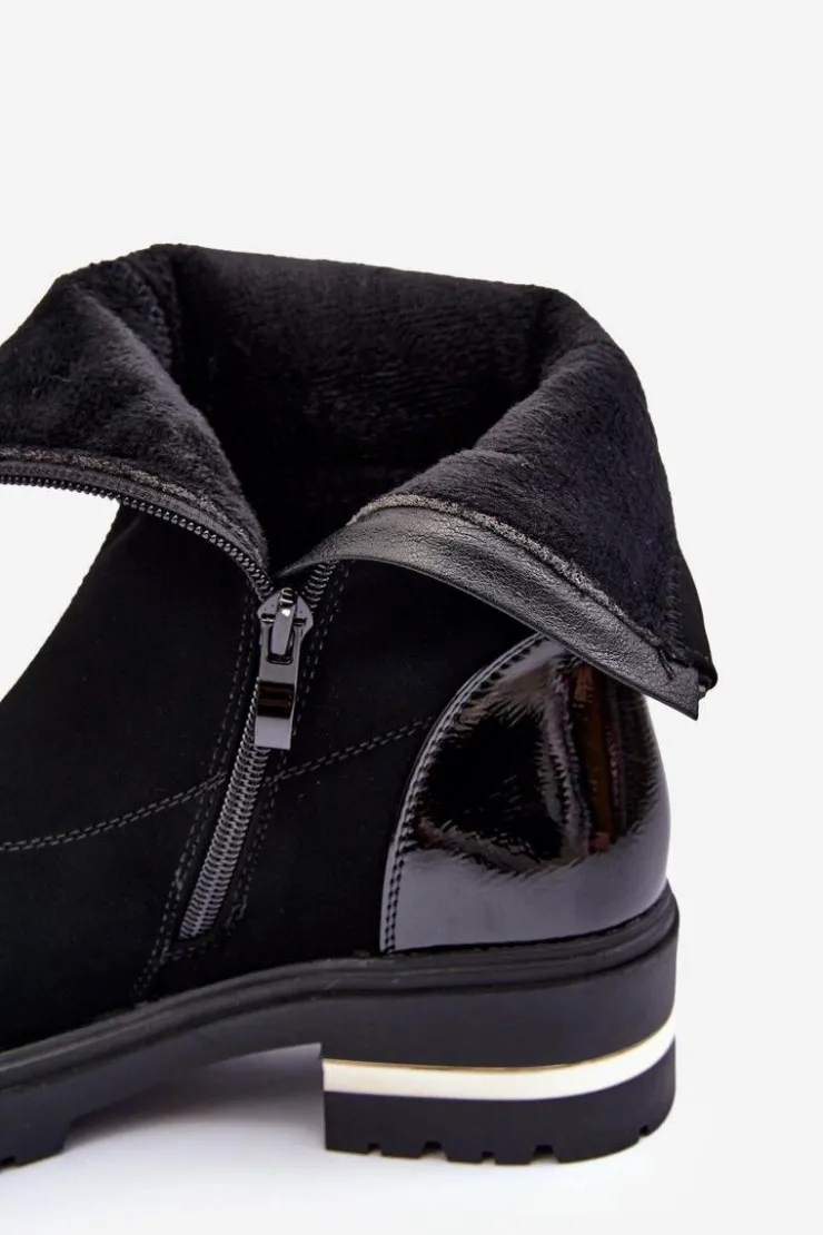 Boto Czarne Botki|Botki Płaskie*Skórzane Klasyczne Botki Na Płaskim Obcasie Czarne Shendete Czarny