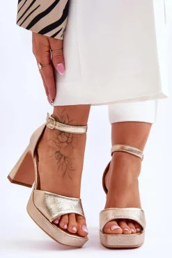 Sale Boto Skórzane Klasyczne Sandały Na Platformie Złote Classy