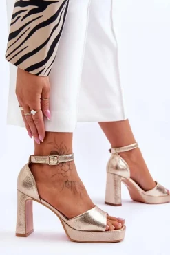 Sale Boto Skórzane Klasyczne Sandały Na Platformie Złote Classy