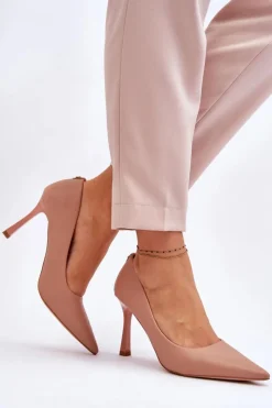 Outlet Buty damskie Vinceza Skórzane Klasyczne Szpilki Beżowe Kelsey