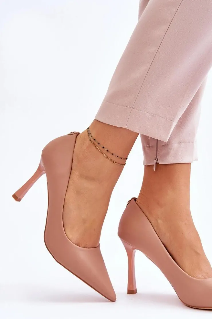 Outlet Buty damskie Vinceza Skórzane Klasyczne Szpilki Beżowe Kelsey