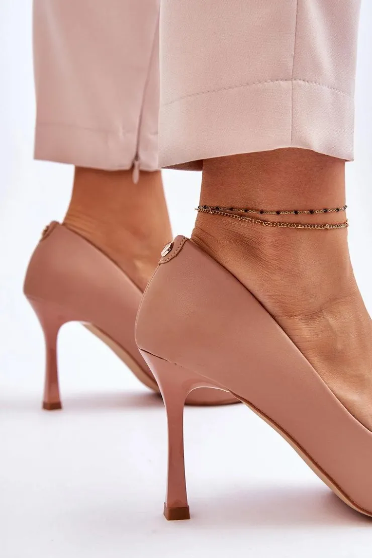 Outlet Buty damskie Vinceza Skórzane Klasyczne Szpilki Beżowe Kelsey