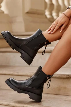 Online Boto Skórzane Klasyczne Sztyblety Botki Damskie Czarne Harleia