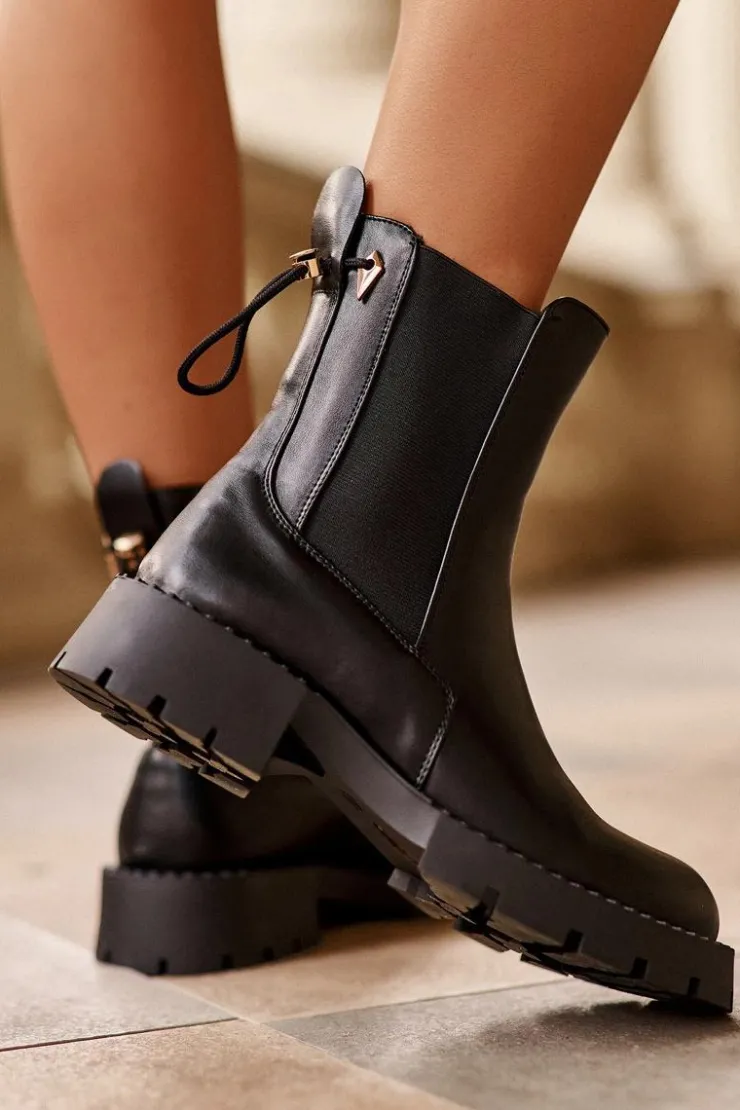 Online Boto Skórzane Klasyczne Sztyblety Botki Damskie Czarne Harleia