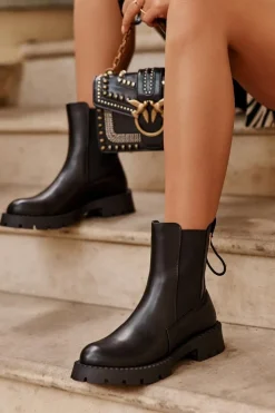 Online Boto Skórzane Klasyczne Sztyblety Botki Damskie Czarne Harleia
