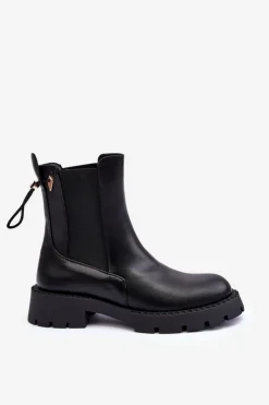 Online Boto Skórzane Klasyczne Sztyblety Botki Damskie Czarne Harleia