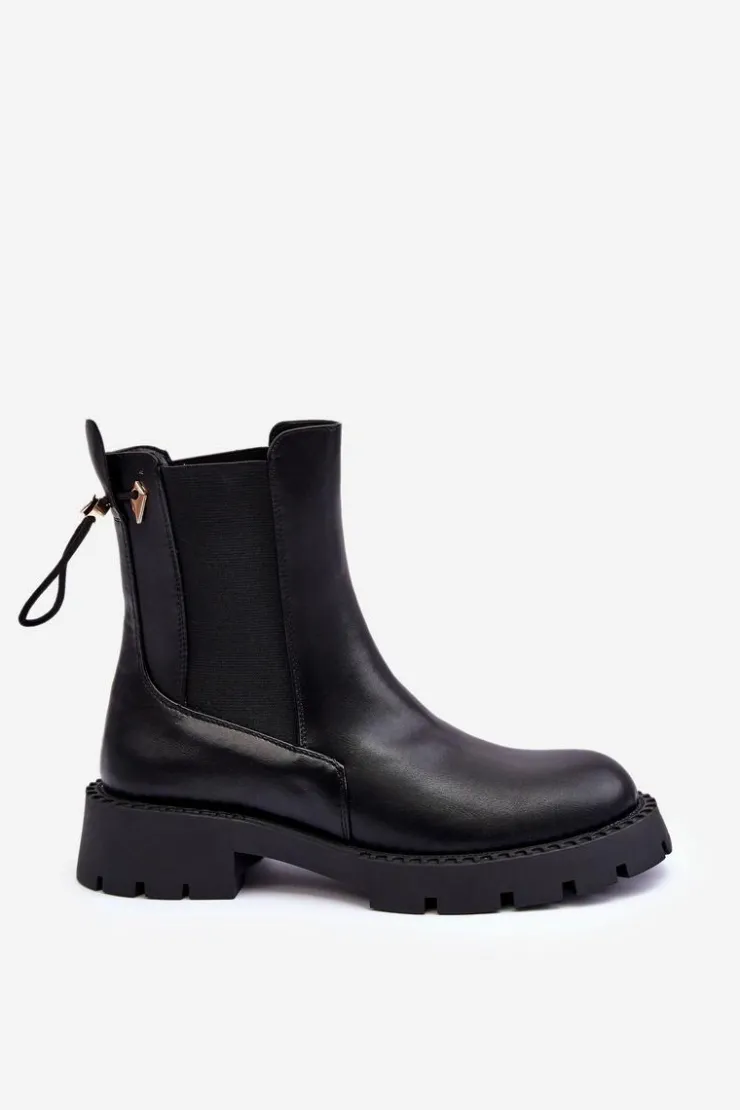 Online Boto Skórzane Klasyczne Sztyblety Botki Damskie Czarne Harleia