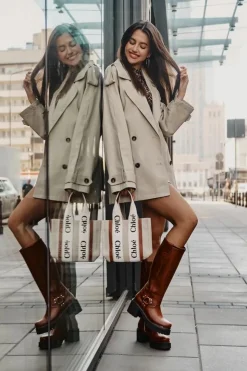 Damskie Boto Skórzane Kozaki Damskie Przed Kolano Lewski 3432 Camel