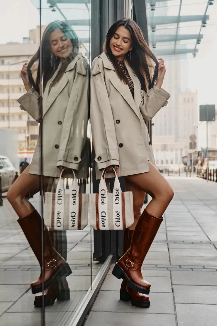 Damskie Boto Skórzane Kozaki Damskie Przed Kolano Lewski 3432 Camel