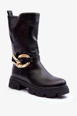 Boto Kozaki Płaskie|Kozaki Przed Kolano*Skórzane Kozaki Na Płaskim Obcasie Czarne Diominna