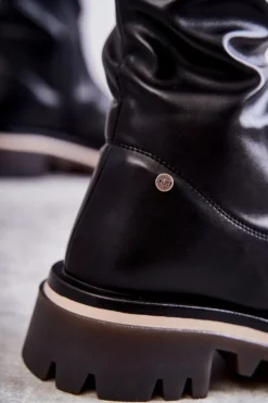 GOE Kozaki Za Kolano|Kozaki Płaskie*Skórzane Kozaki Za Kolano KK2N4024 Czarne